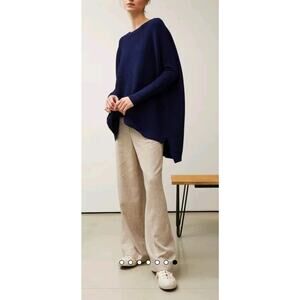 Plumo Studio 'Jack' Navy Blue Jumper Ribbed sweater Boxy Lagenlook Oversized OS